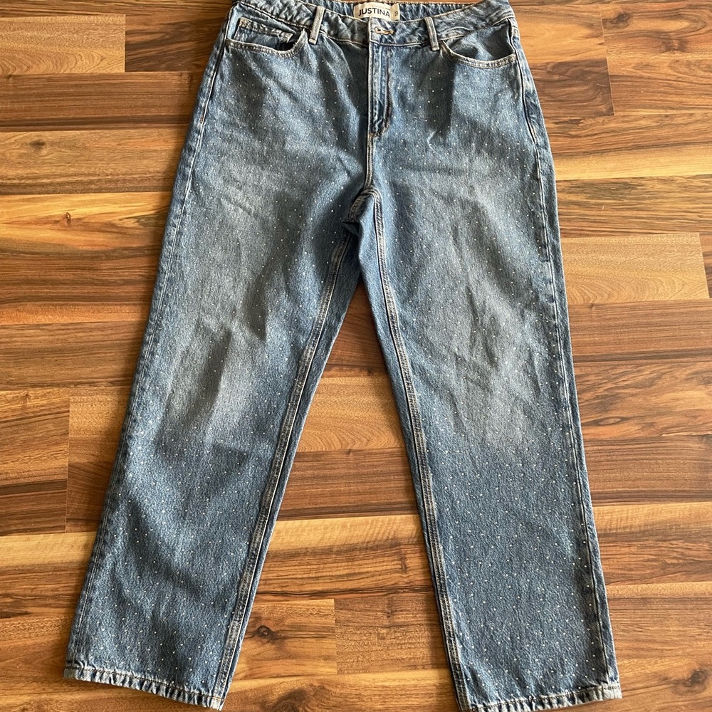 Dynamite Women's Blue Relaxed Bling Jeans